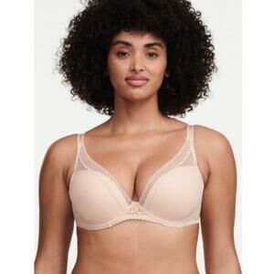 Chantelle Size 34DDD Festivite Lace Plunge Bra Beige